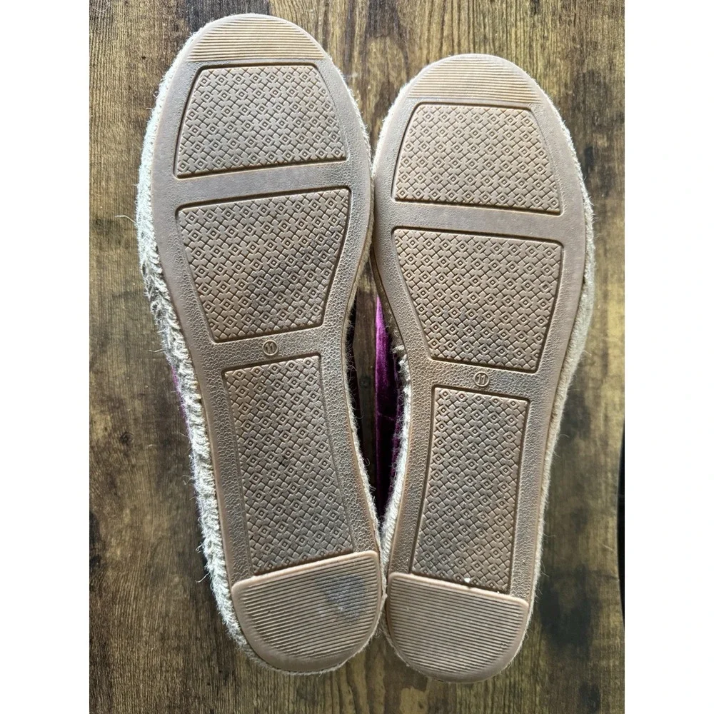 Tory Burch Velvet Platform Espadrille Size 11 Velvet Upper Black Cherry